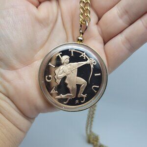 Vintage (1970s) Gilroy Roberts Encased Bronze Sagittarius Coin Pendant